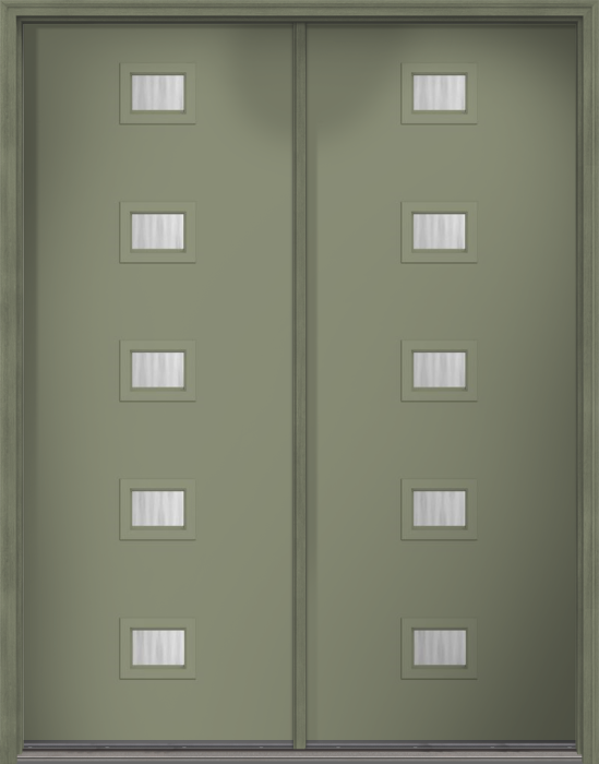 96" Chinchilla Modern Pulse Echo 5-Lite Centered Smooth Fiberglass Double Door