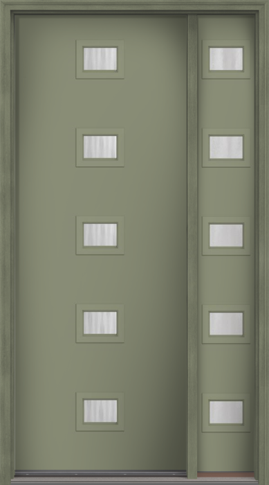 96" Chinchilla Modern Pulse Echo 5-Lite Centered Smooth Fiberglass Single Door, Sidelite