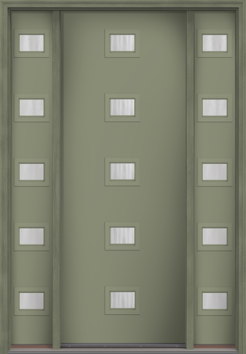 96" Chinchilla Modern Pulse Echo 5-Lite Centered Smooth Fiberglass Single Door, Sidelites