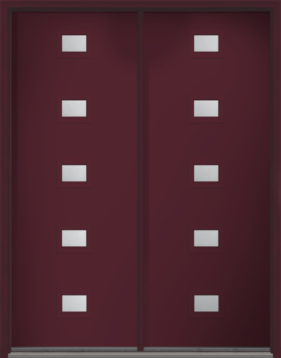 96" Granite Modern Pulse Echo 5-Lite Centered Smooth Fiberglass Double Door