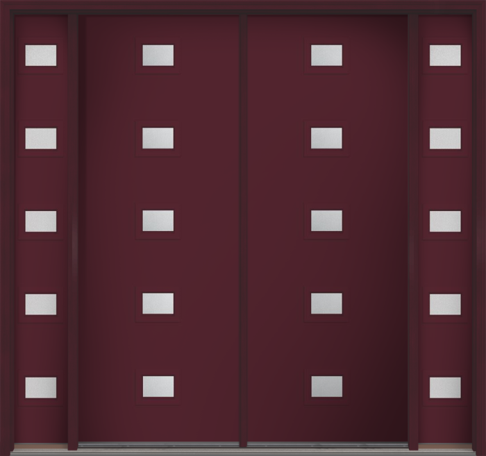 96" Granite Modern Pulse Echo 5-Lite Centered Smooth Fiberglass Double Door, Sidelites