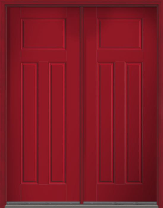 96" 2 Panel Craftsman Smooth Fiberglass Double Door