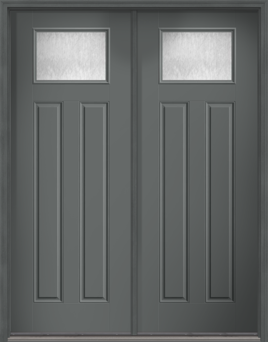 96" Chord Craftsman Top View 2 Panel Smooth Fiberglass Double Door