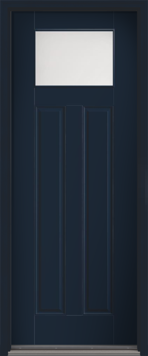 96" Satin Etch Craftsman Top View 2 Panel Smooth Fiberglass Single Door