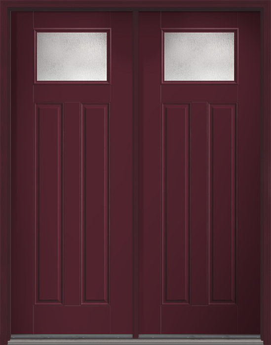 96" Rainglass Craftsman Top View 2 Panel Smooth Fiberglass Double Door