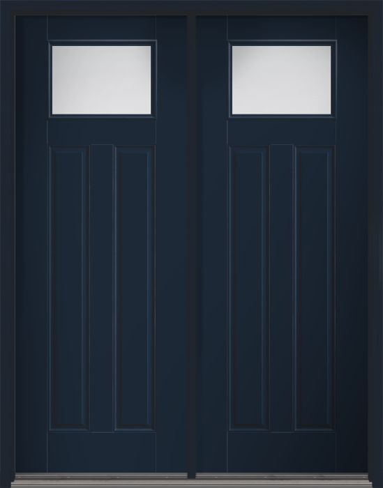 96" Low-E Craftsman Top View 2 Panel Smooth Fiberglass Double Door