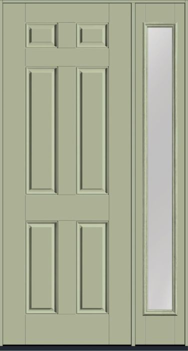 96" 6 Panel Smooth Fiberglass Single Door, Full Sidelite