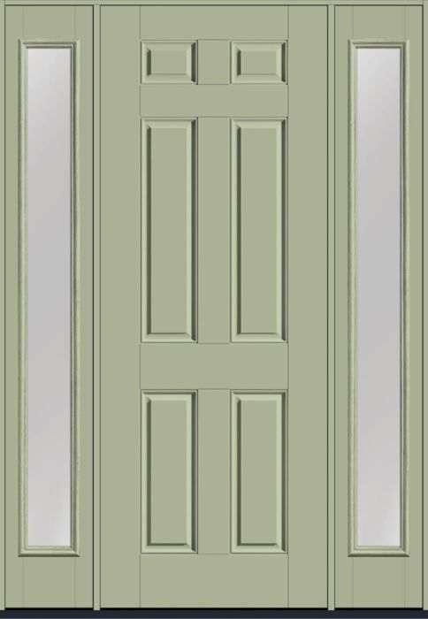 96" 6 Panel Smooth Fiberglass Single Door, Full Sidelites