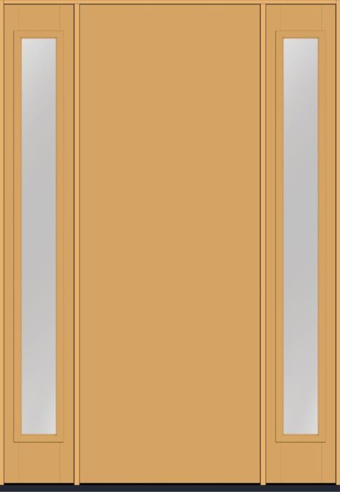 96" Flush Panel Smooth Flush-Glazed Fiberglass Single Door, Full Sidelites