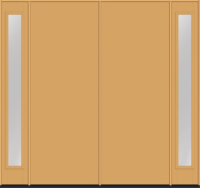 96" Flush Panel Smooth Flush-Glazed Fiberglass Double Door, Full Sidelites