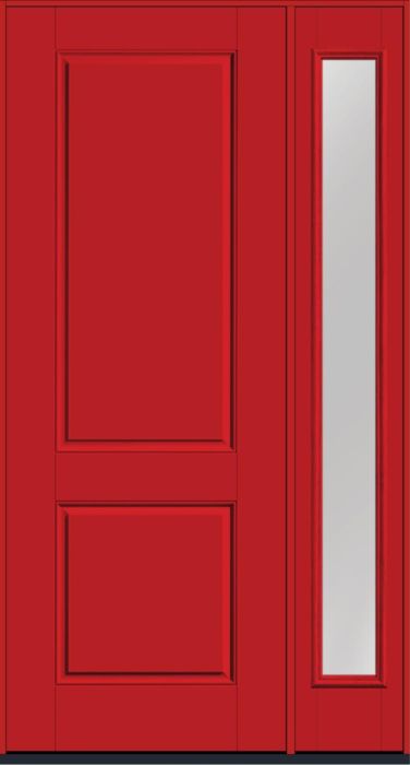 96" 2 Panel Square Top Smooth Fiberglass Single Door, Full Sidelite