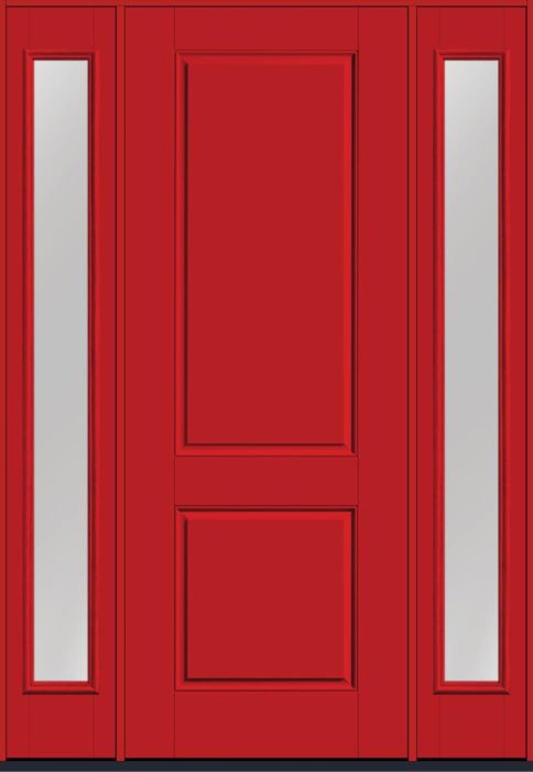 96" 2 Panel Square Top Smooth Fiberglass Single Door, Full Sidelites