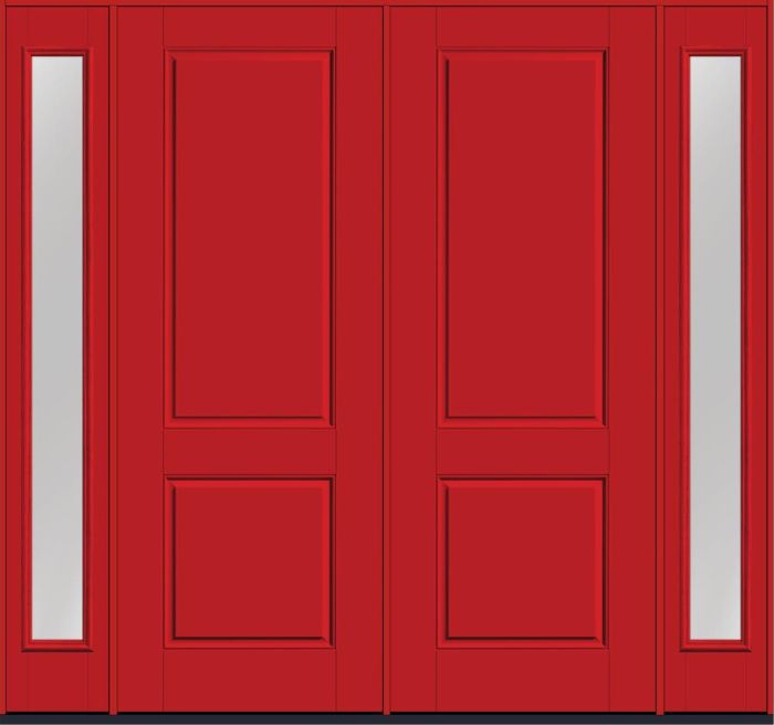 96" 2 Panel Square Top Smooth Fiberglass Double Door, Full Sidelites