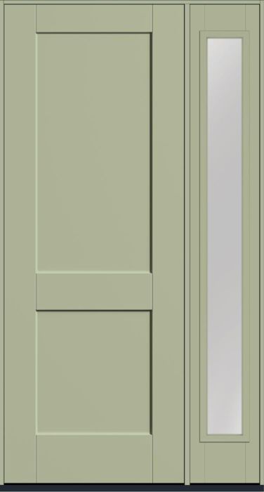 96" 2 Panel Craftsman Square Top Shaker Smooth Fiberglass Single Door, Full Sidelite