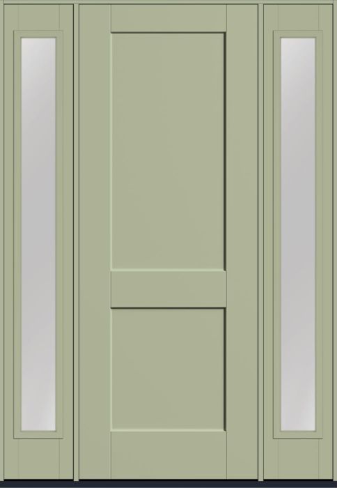 96" 2 Panel Craftsman Square Top Shaker Smooth Fiberglass Single Door, Full Sidelites