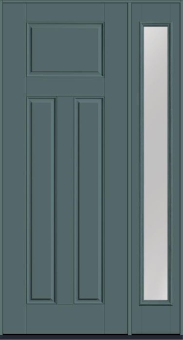 96" 2 Panel Craftsman Smooth Fiberglass Single Door, Full Sidelite