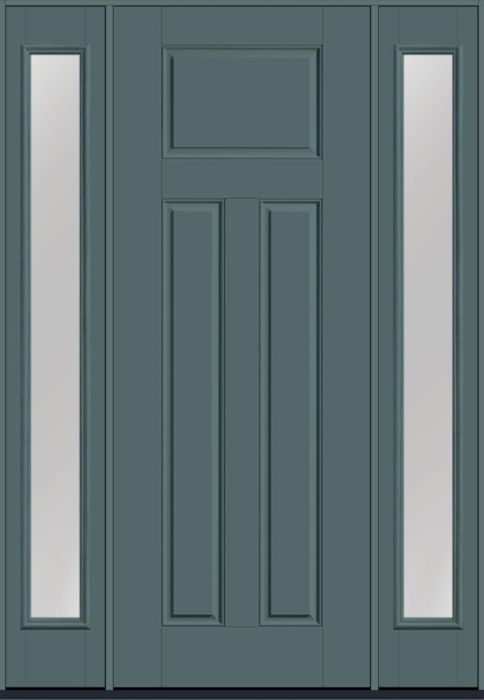 96" 2 Panel Craftsman Smooth Fiberglass Single Door, Full Sidelites