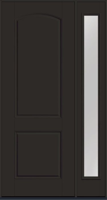 96" 2 Panel Soft Arch Smooth Fiberglass Single Door, Full Sidelite