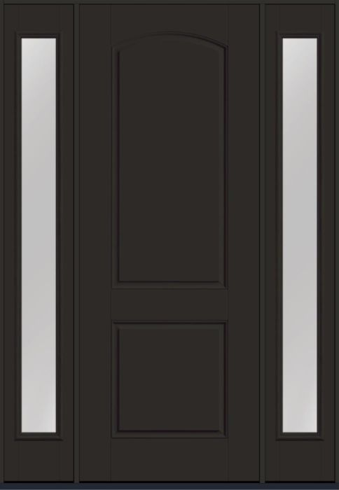 96" 2 Panel Soft Arch Smooth Fiberglass Single Door, Full Sidelites