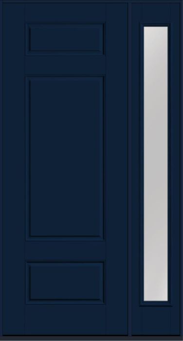 96" 3 Panel Smooth Fiberglass Single Door, Full Sidelite