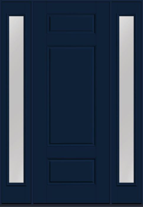 96" 3 Panel Smooth Fiberglass Single Door, Full Sidelites