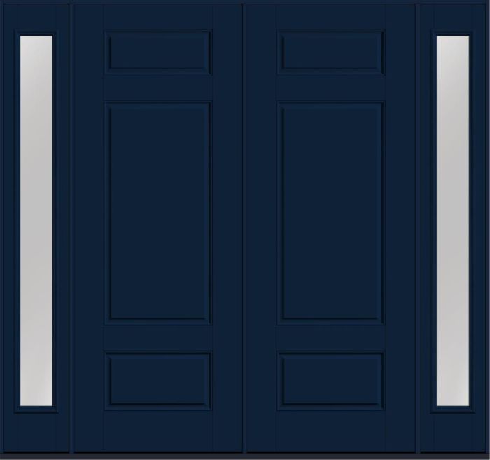 96" 3 Panel Smooth Fiberglass Double Door, Full Sidelites