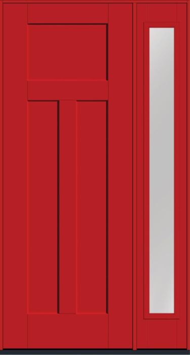 96" 3 Panel Craftsman Smooth Fiberglass Single Door, Full Sidelite