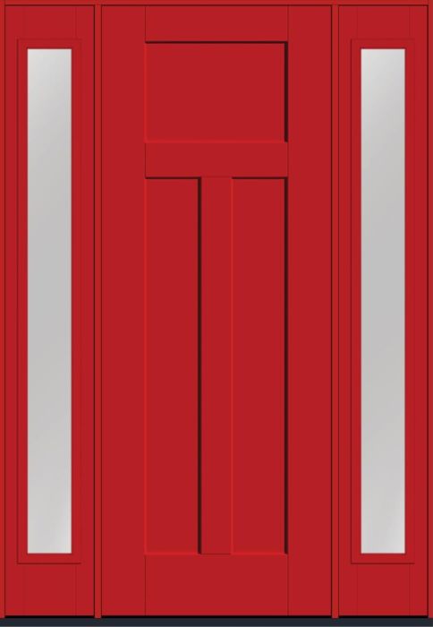 96" 3 Panel Craftsman Smooth Fiberglass Single Door, Full Sidelites