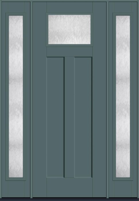 96" Chord Craftsman Top View 2 Panel Shaker Smooth Fiberglass Single Door, Full Sidelites