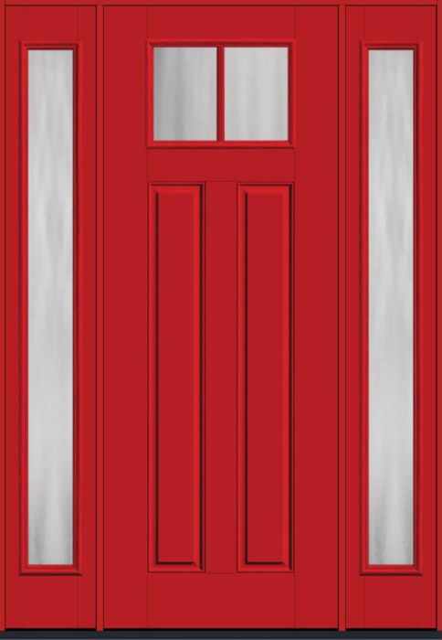 96" Chinchilla Craftsman 2 Lite 2 Panel SDL Smooth Fiberglass Single Door, Full Sidelites