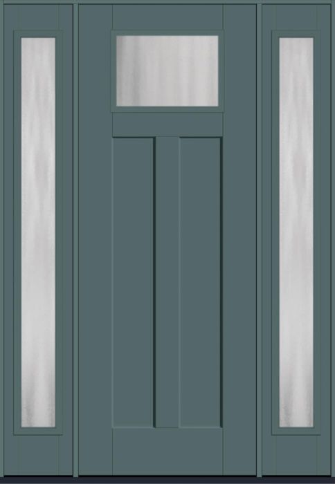 96" Chinchilla Craftsman Top View 2 Panel Shaker Smooth Fiberglass Single Door, Full Sidelites