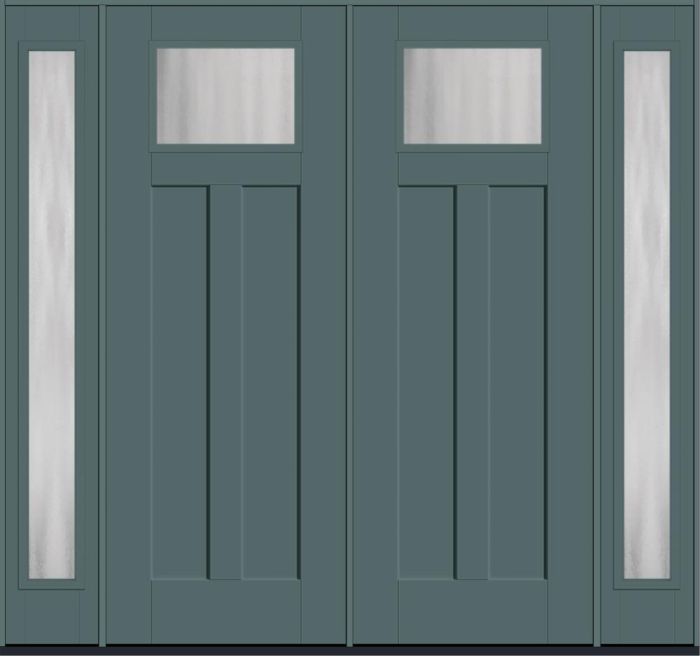 96" Chinchilla Craftsman Top View 2 Panel Shaker Smooth Fiberglass Double Door, Full Sidelites