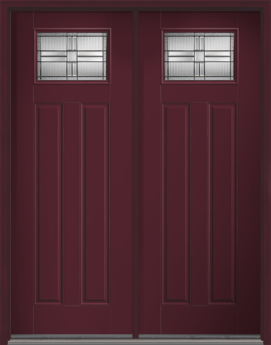 96" Saratoga Craftsman Top View 2 Panel Smooth Fiberglass Double Door