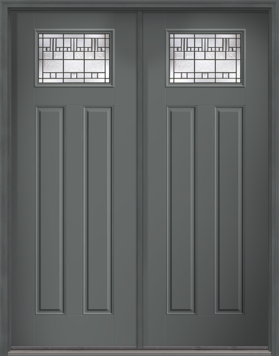 96" Sedona Craftsman Lite 2 Panel Smooth Fiberglass Double Door