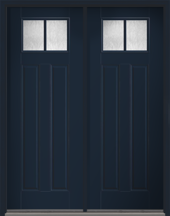 96" Chord Craftsman 2 Lite 2 Panel SDL Smooth Fiberglass Double Door