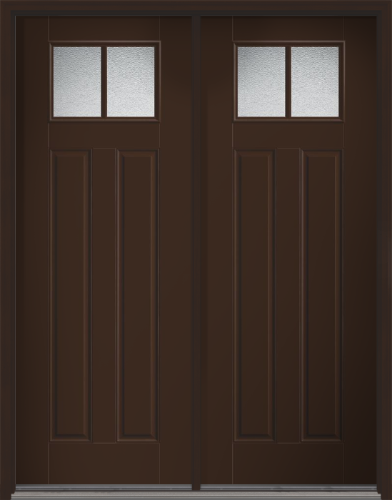 96" Granite Craftsman 2 Lite 2 Panel SDL Smooth Fiberglass Double Door