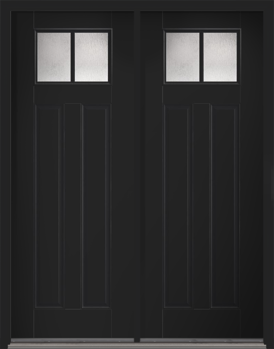 96" Rainglass Craftsman 2 Lite 2 Panel SDL Smooth Fiberglass Double Door
