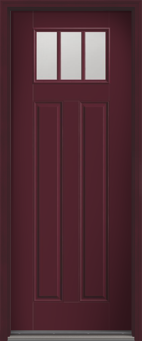 96" Low-E Craftsman 3 Lite 2 Panel SDL Smooth Fiberglass Single Door