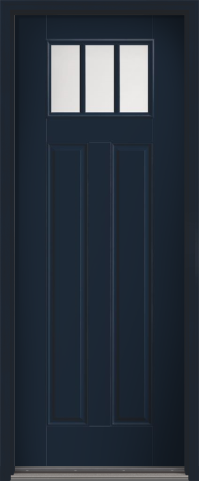96" Satin Etch Craftsman 3 Lite 2 Panel SDL Smooth Fiberglass Single Door