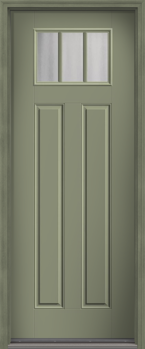 96" Chinchilla Craftsman 3 Lite 2 Panel SDL Smooth Fiberglass Single Door