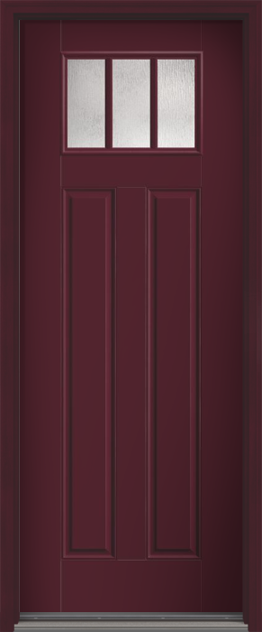 96" Rainglass Craftsman Top View 3 Lite 2 Panel SDL Smooth Fiberglass Single Door