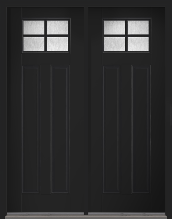 96" Chord Craftsman 4 Lite 2 Panel SDL Smooth Fiberglass Double Door