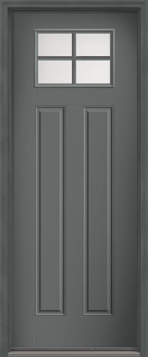 96" Satin Etch Craftsman 4 Lite 2 Panel SDL Smooth Fiberglass Single Door