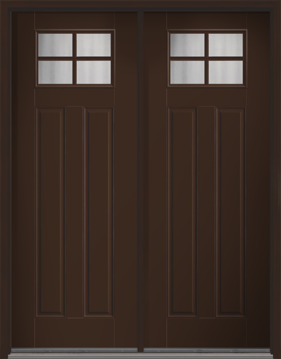 96" Chinchilla Craftsman 4 Lite 2 Panel SDL Smooth Fiberglass Double Door