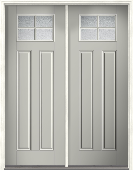 96" Granite Craftsman 4 Lite 2 Panel SDL Smooth Fiberglass Double Door