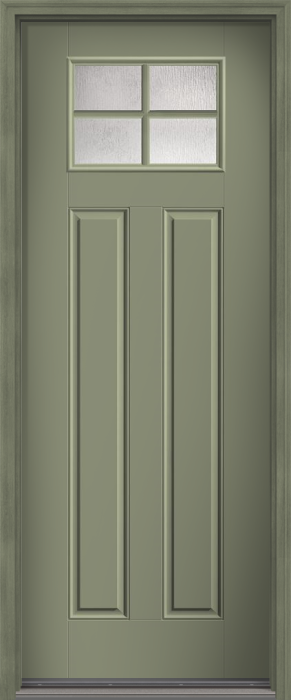 96" Rainglass Craftsman 4 Lite 2 Panel SDL Smooth Fiberglass Single Door