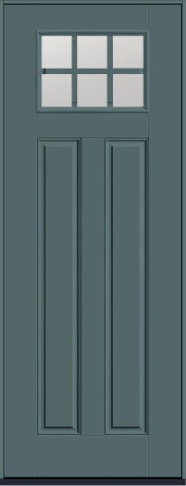 96" Low-E Craftsman 6 Lite 2 Panel SDL Smooth Fiberglass Single Door