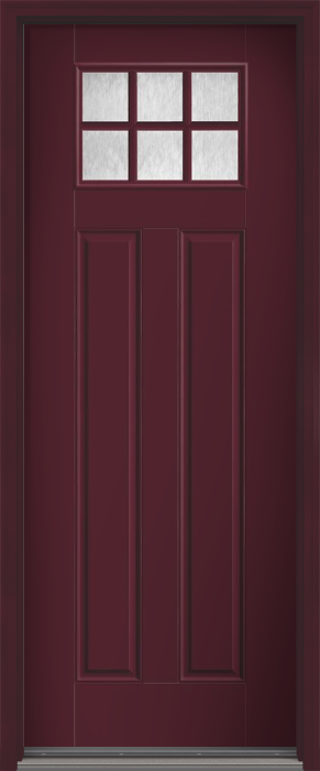 96" Chord Craftsman 6 Lite 2 Panel SDL Smooth Fiberglass Single Door