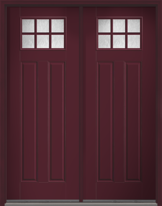 96" Chord Craftsman 6 Lite 2 Panel SDL Smooth Fiberglass Double Door