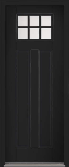 96" Satin Etch Craftsman 6 Lite 2 Panel SDL Smooth Fiberglass Single Door